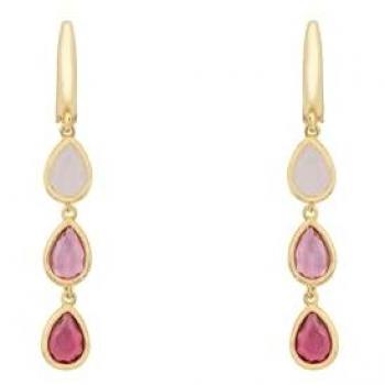 Sardinia Gold Trident Teardrop Earrings in Pink