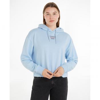 Sudadera de mujer con capucha Tommy Jeans Essential Logo azul claro fit relajado