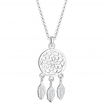 Collier Boho avec Plume en Argent