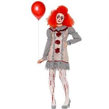 Disfraz de payaso dama Smiffys, color gris y rojo, M-UK 12-14