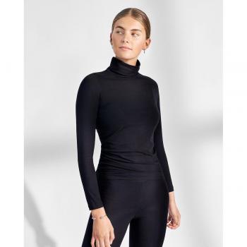 Bread & Boxers Damen Turtleneck Camiseta Schwarz