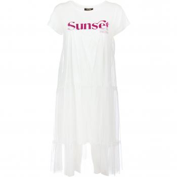 Vestido Regular em Jersey com Detalhe de Tulha