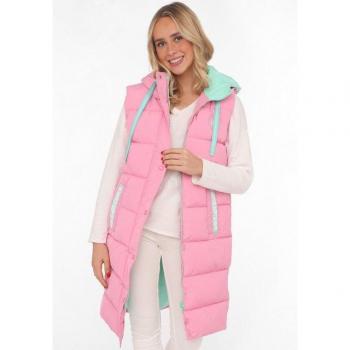 Zwillingsherz Kapuzen‑Steppweste mit Taschen – Good Vibes