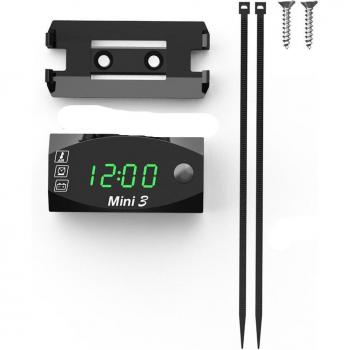 Motorcycle Electronic 3-in-1 Clock Thermometer Voltmeter