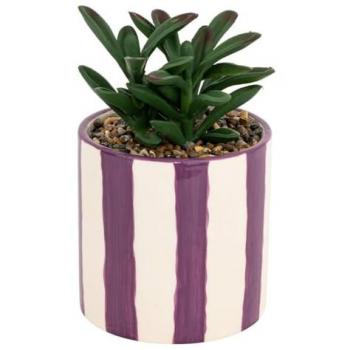 Plante artificielle violette pot céramique H16cm