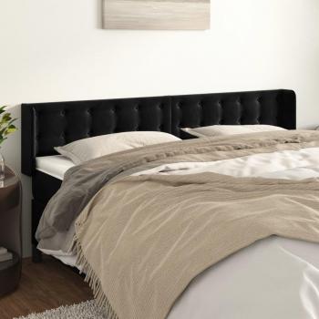 Tête de lit en velours noir avec oreilles 183x16x78/88 cm