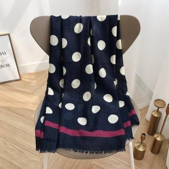 Damen Hijab Marineblau mit Punkten 180x90 cm