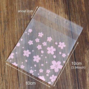 Enveloppes roses en plastique, 100 pièces, motif Sakura, auto-adhésives