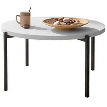 Table Providence 176 : design rond, finition blanc/noir, 85 cm de circonférence