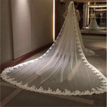 Cathedral Length White Ivory Lace Edge Bridal Veil