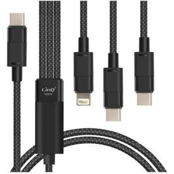 Cavo LINQ 60W USB‑C-Lightning, 1 m + 2 USB‑C, Nero