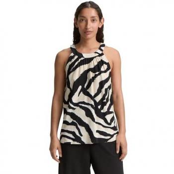 Tom Tailor Women's Beige Abstract Zebra Top