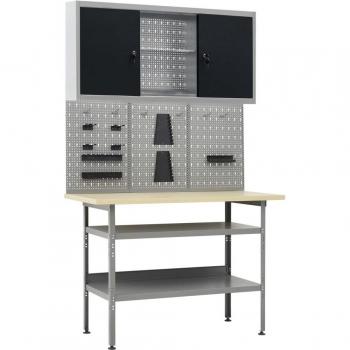 Etabli Pratique 120 cm avec 3 Panneaux et Armoire Atelier