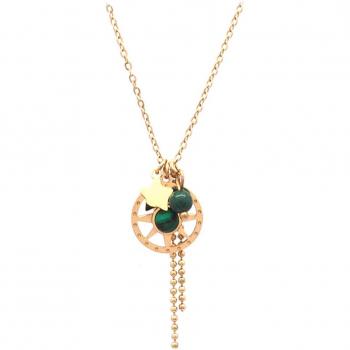 Malachite Lumineuse : Collier Créateur Acier « Une Étoile est née » – 12 mm
