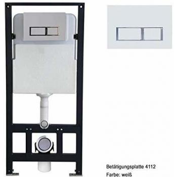 Soporte de inodoro suspendido Bernstein G3004A con placa de descarga modelo 4112 blanco mate