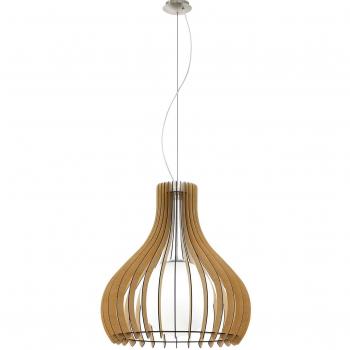 Tindori Flammenhänger – EGLO Pendelleuchte, Modern/Vintage, Stahl, Holz & Glas, Nickel‑Matt, Ah