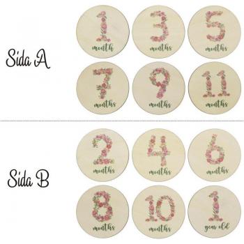 6 Floral Wooden Baby Milestone Cards