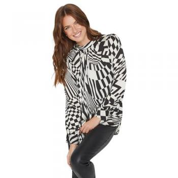 Elegant M&Co Black High-Collar Blouse, 14