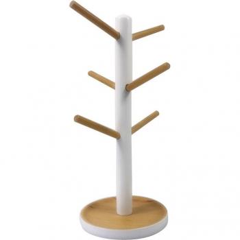 Wooden Drinkware Shelf with Hooks