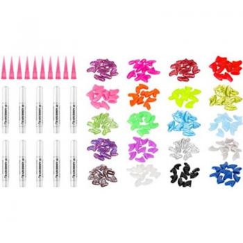 200 Cat Nail Trimming Sets with Glue and Pointed Tip