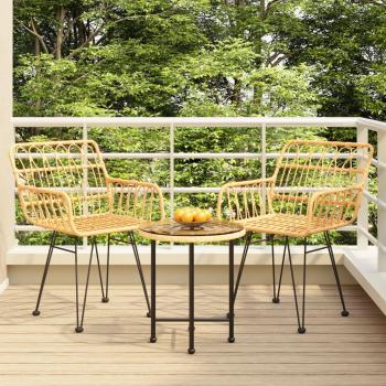 VidaXL 3-tlg. Garten-Essgruppe aus Poly Rattan