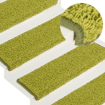 15 pcs Green Carpet Stair Treads 65x21x4 cm vidaXL