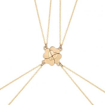 4 Piezas: Collar Amor Dorado con Corazón y Trébol