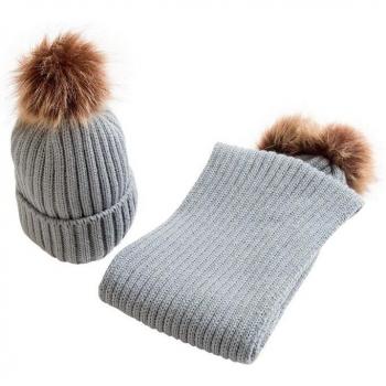 Fluffy Knitted Hat and Scarf for Kids