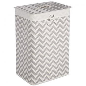 Kankyo White/Gray Chevron Lidded Laundry Container – 72 Liters