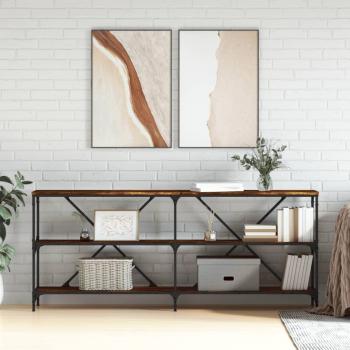 Table à bout de canapé chêne fumé, 180x30x75 cm, bois d'ingénierie & fer