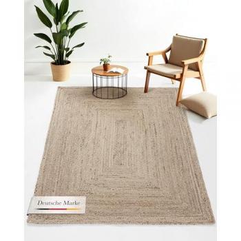 Carpetfine Nele Juteteppich – 6 mm geflochtener Wendeteppich, rechteckig