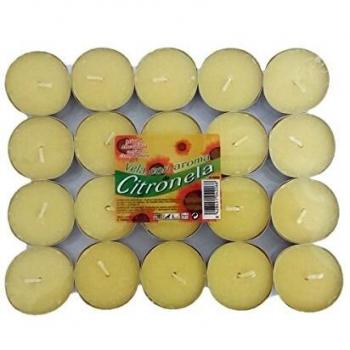 Velas Citronella Antimosquitos Tealights 4.5 horas duración Pack 20 Unidades