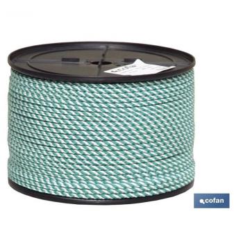 Bobine de Corde Tressée Hélicoïdale 12 mm – 100 m – Couleur Blanc-Vert