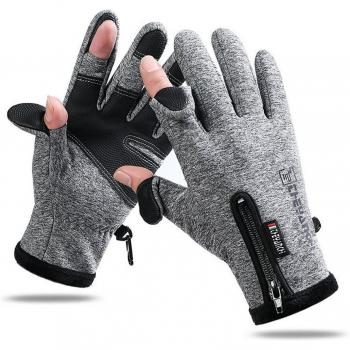 Guantes de Pesca Transpirables de Invierno con Pantalla Táctil y Dos Dedos