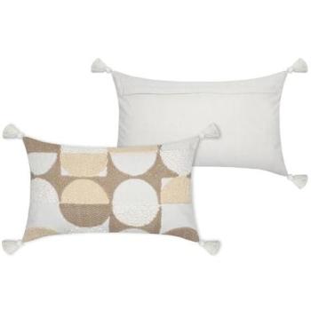 Coussin design rectangulaire – Beige et écru – 30x50 cm – Motifs géométriques