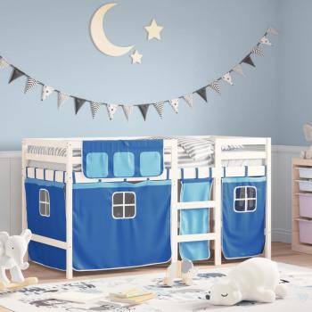Lit mezzanine enfants bleu 90x190 cm, rangement intégré, bois pin – Vidaxl