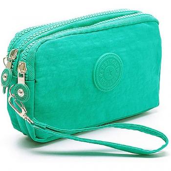 Three-Zipper Mini Canvas Coin Purse for Girls