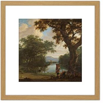 Artery8 8‑inch by 8‑inch Fisherman Net Scene, Light Oak Wood Frame, Ready to Hang