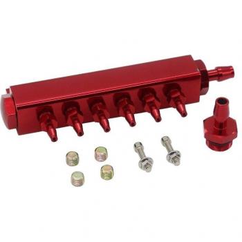 Aluminium 6‑Port Turbo Wastegate Intake Manifold with Vacuum Port, 1/8” NPT
