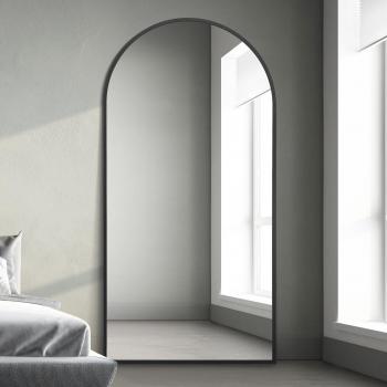 Black 200cm Arched Frame Wall Mirror