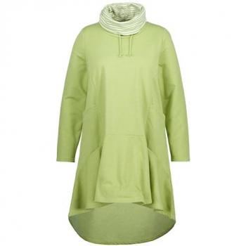 Abito felpa collo alto svasato, Donna, Verde, Taglia: 52/54, Cotone