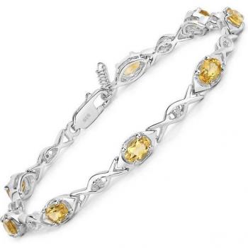 Elegantes Armband aus rhodiniertem 925-Sterling Silber mit Citrin von Vira Jewels