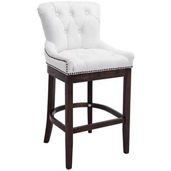 Sgabello Lakewood con Finishantico Scuro e Accenti Bianchi in Vera Pelle