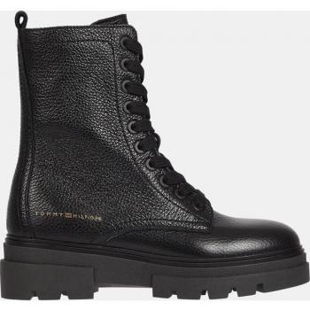 Tommy Hilfiger Women's Black Monochromatic Lace-Up Military Boots
