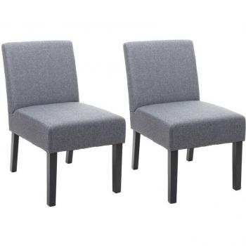 Sedie HHG 172 a Lungo Sedere, Set di 2 – Legno e Tessuto Grigio Scuro per la Tavola