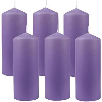 Dekokerzen Violett Ø6cm x 17cm (6er Pack)