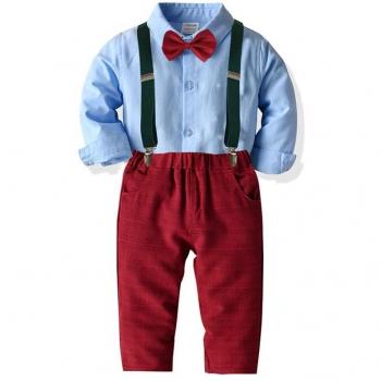 Baby Boy Formal Wear Set with Bowtie and Suspenders
