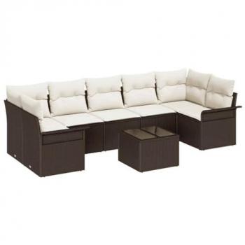 VidaXL Ensemble de canapé de jardin avec coussin 8 pcs Marron, Crème