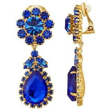 Golden Blue Crystal Ohrclips