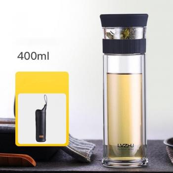 Botella de agua con infusor de acero inoxidable, cristal, 400ML